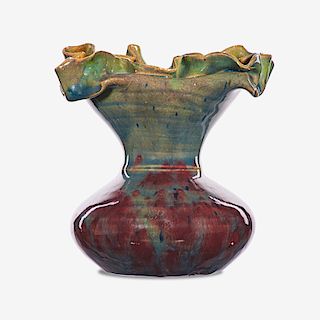 GEORGE OHR Fine ruffled vase