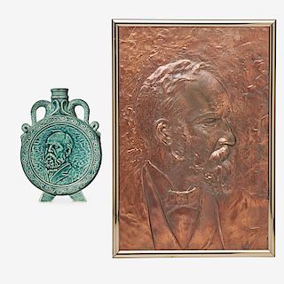 HUGH ROBERTSON Vase and plaque, President Garfield