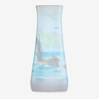 F. ROTHENBUSCH; ROOKWOOD Tall marine Vellum vase
