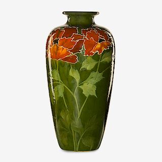 F.H. RHEAD; WELLER Large vase w/ poppies