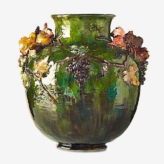 E. LINDENEHER; HAVILAND & CO. Vase w/ grapes
