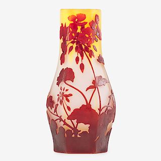GALLE Faceted cameo glass vase