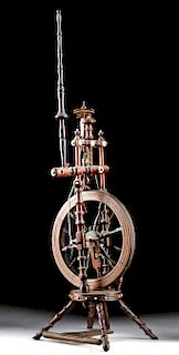 19th C. American Wood & Bone Spinning Wheel