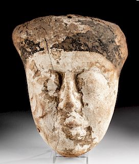 Egyptian Gesso Painted Cedar Sarcophagus Mask