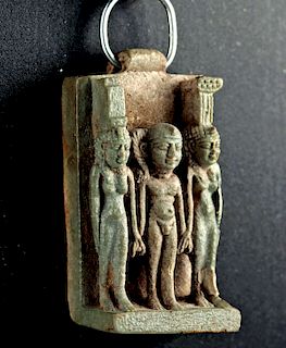 Egyptian Glazed Faience Triad Amulet