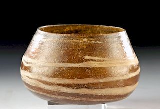 Roman Marbled Glass Bowl - Amber & Cream Hues