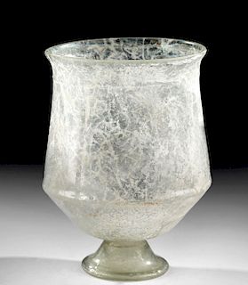 Roman Glass Footed Cup w/ Carinated Body