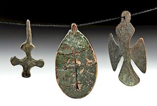 Lot of 3 Viking / Medieval European Bronze Crosses