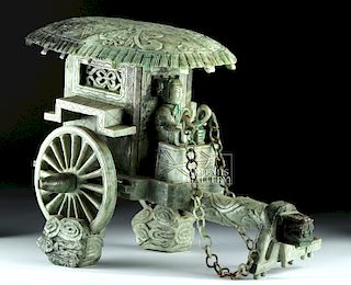Early 20th C. Chinese Serpentine Carriage and Driver