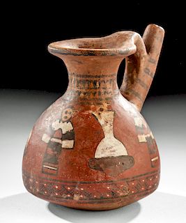 Inca Polychrome Pouring Aryballos Vessel w/ Figures