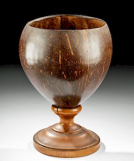 Early 20th C. Hawaiian Coconut & Wood Goblet