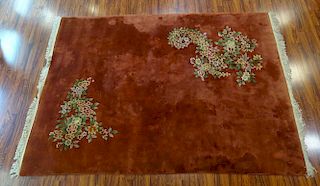 Semi Antique Chinese Wool Light Red Rug