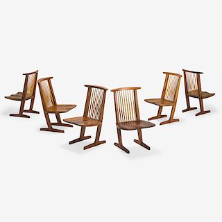 MIRA NAKASHIMA Set of six Conoid chairs