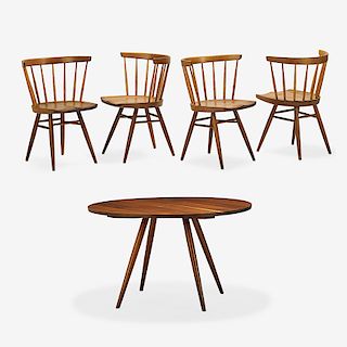 GEORGE NAKASHIMA Dining table and four chairs