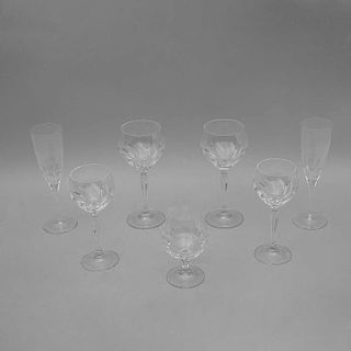 Servicio abierto de copas. Francia y Alemania, siglo XX. Elaboradas en cristal transparente Durand y Spiegelau. Piezas: 30