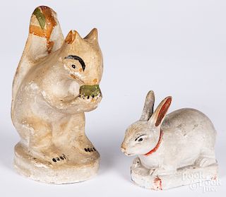 Pennsylvania chalkware rabbit and squirrel