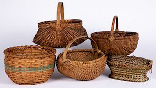 Five assorted baskets.