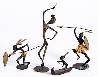 Four Hagenauer bronze figures