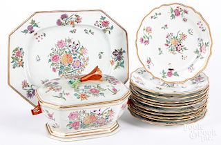 French porcelain platter, tureen and eleven plates