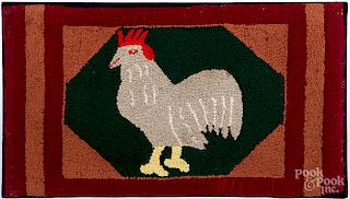 American hooked rug with rooster