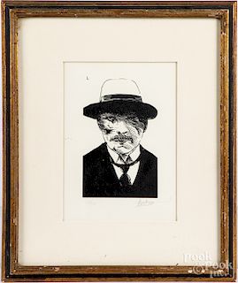 Leonard Baskin, nine pencil signed prints