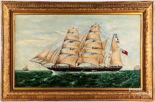 Oil on canvas of the British ship, Clairmont