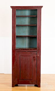 New England painted pine one-piece cupboard