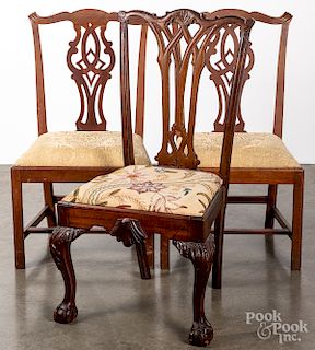 Pair of Chippendale mahogany dining chairs, etc.
