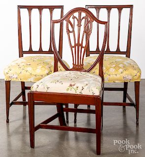 Pair of Hepplewhite mahogany dining chairs, etc.