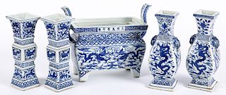 Chinese five-piece porcelain garniture set
