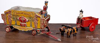 Painted Barnum's Animal circus wagon, etc.
