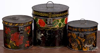 Three toleware canisters