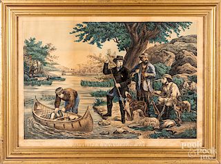 Color lithograph of American Hunting Scene