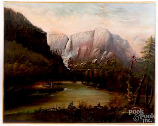 American oil on canvas western landscape