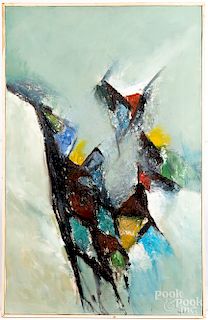 Lain Singh Bangdel, oil on canvas abstract