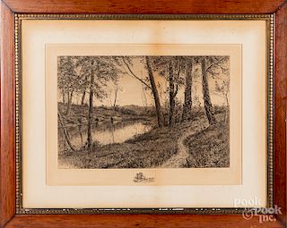 Benjamin Lander engraved landscape, etc. 