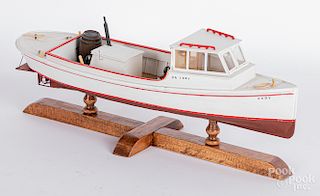 Work boat model, dated 1991, with goose decoys
