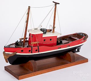 Painted tugboat model