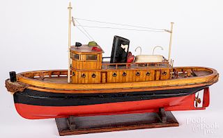 Painted tugboat model
