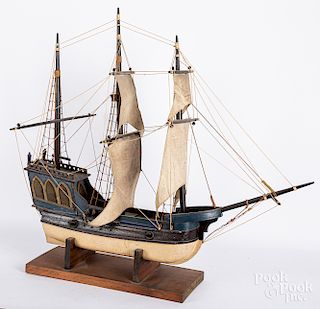 Large three-mast frigate sail ship model