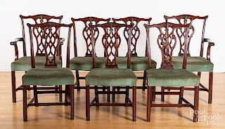 Seven Chippendale style mahogany dining chairs