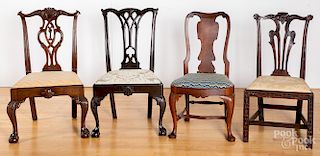 Three Chippendale style mahogany dining chairs, etc.
