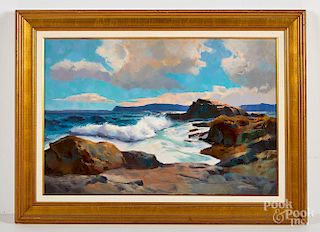 Oil on canvas coastal scene