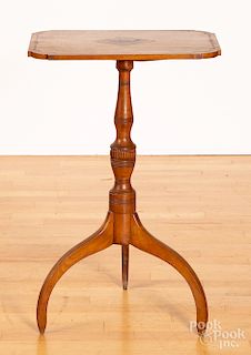 New England birch delicately inlaid candlestand