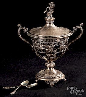 800 silver covered urn, etc.