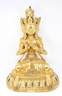 Antique Gilt Bronze Tibetan Bodhisattva Vasundhara