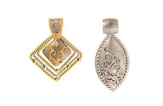* A Collection of 21 Karat Yellow and White Gold Pendants, 20.90 dwts.