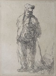 After Rembrandt (1606-1669) Etching of Peasant