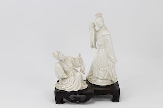 (2) Chinese Porcelain Figures on Stand