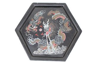 Chinese, Lacquered 5-Claw Dragon Tray